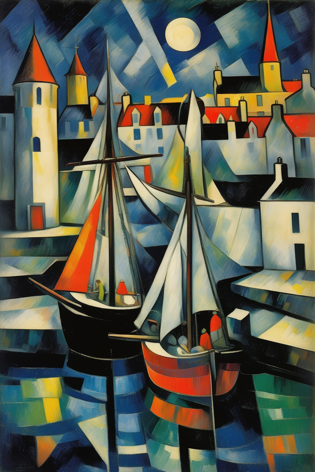 00543-3025300914-_lora_Lyonel Feininger Style_1_Lyonel Feininger Style - 102541. A painting by Raymond Duchamp-Villon. A painting of Lerwick Harb.png